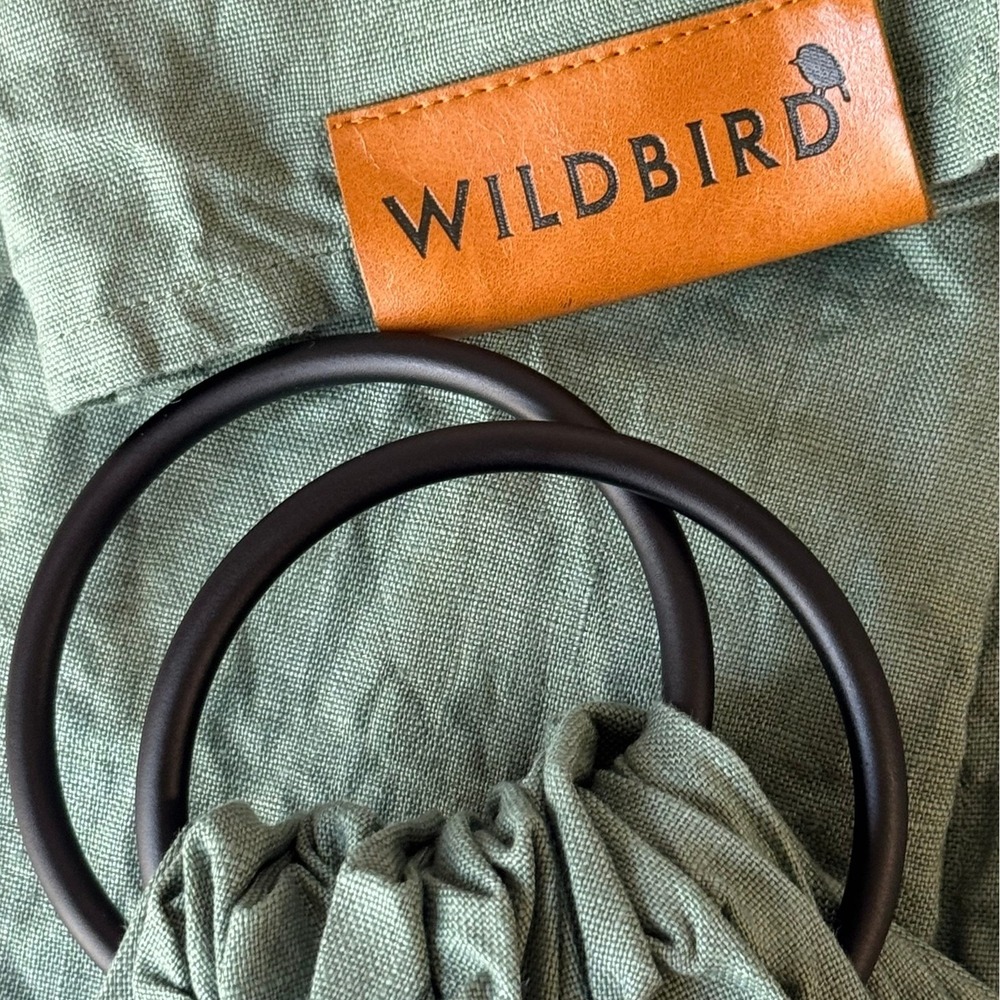 WildBird Acadian green Linen Ring Sling 90" Black Rings NWOT